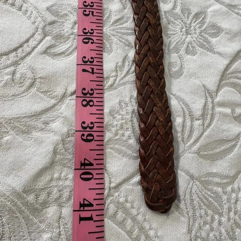 TRESSE ALAMAIN Belt Braided Leather Cognac Brown Sz 32 Equestrian Ranch Southern